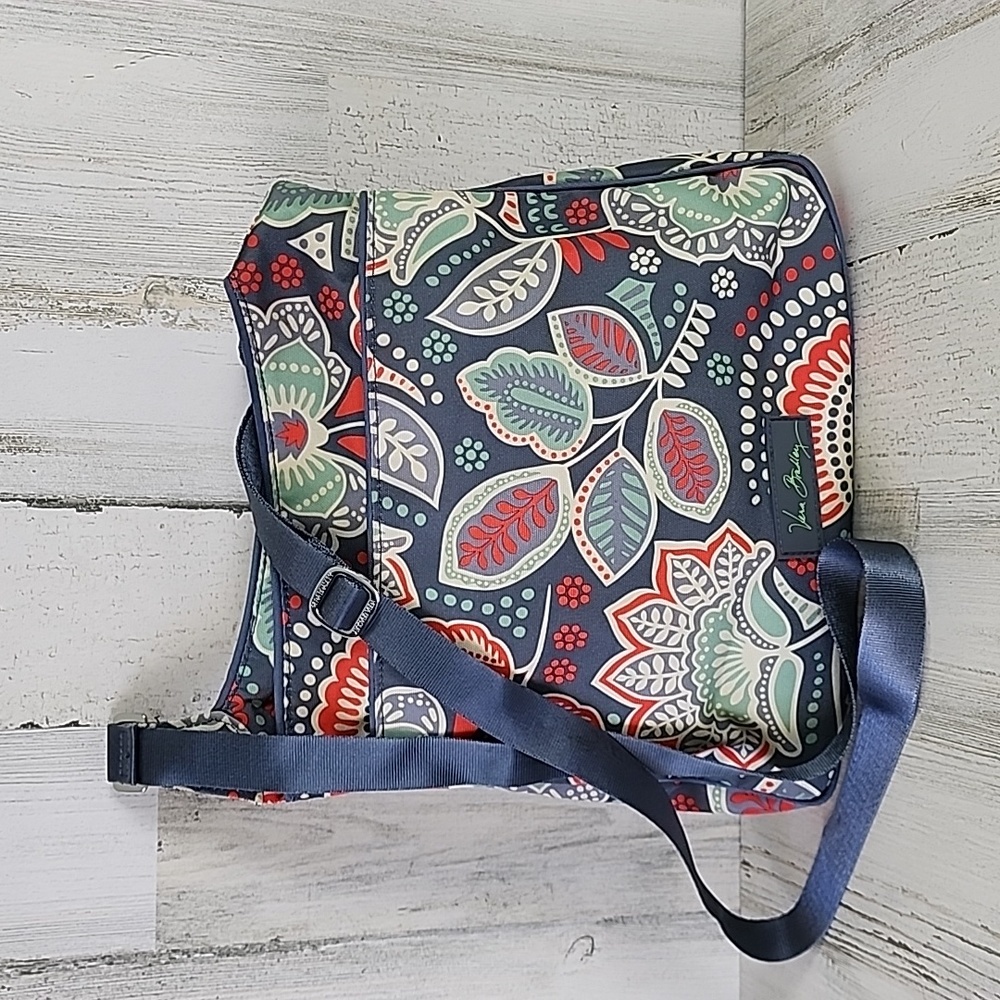 Vera Bradley canvas nomadic floral gray coral sage green crossbody purse